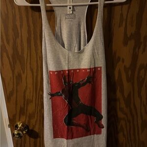 Marvel Light Gray Racerback Tank with Faded Black Logo